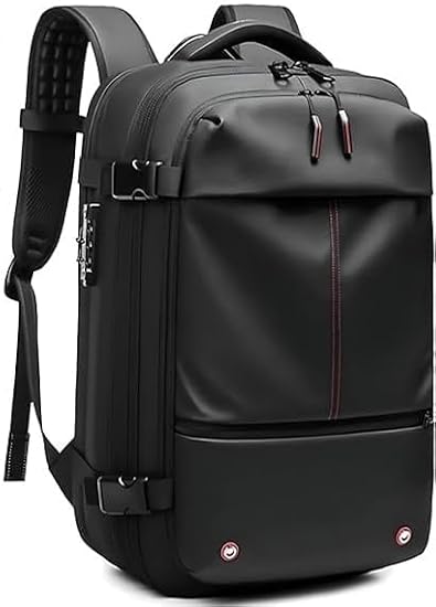 Easy Vac Pack Backpack Carry On, Vacuum Travel Backpack with Pump,Expandable 60L for Traveling,Airplane (Black)