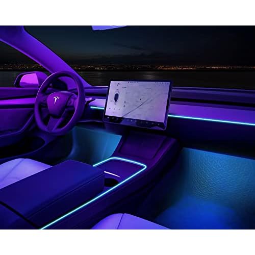 Upgraded Model 3 Model Y Interior Neon Lights Accessories with Automatic OnOff Functions, Ambient Lighting RGB LED Strips Lights, Only fit for 2021 2022 2023 Long Range & Performance