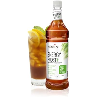 Monin - Energy Boost, Liquid Energy, Subtle Tea Flavor, Zero Added Sugar, Great for Coffee, Soda, More, Low-Calorie, Contains Natural Caffeine, Gluten-Free, Clean Label 1 Liter  Pump
