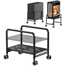 PUTORSEN Computer Tower Stand Under Desk - Height Adjustable PC Stand for Most Mid-Tower, Rolling CPU Holder with 360 Locking Wheels, Max Load 66 lbs, Black