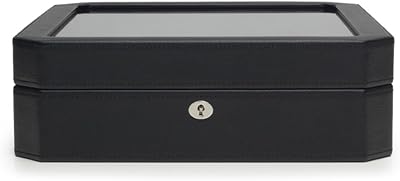 WOLF 4584029 Windsor 10 Piece Watch Box with Cover, Black