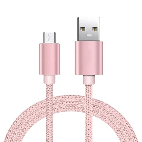 Braided USB Cable Charging Cord/Charger Power Lead Wire Compatible with Asus ZenFone Go ZB450KL / Rose Gold / (1m / 3.3ft)