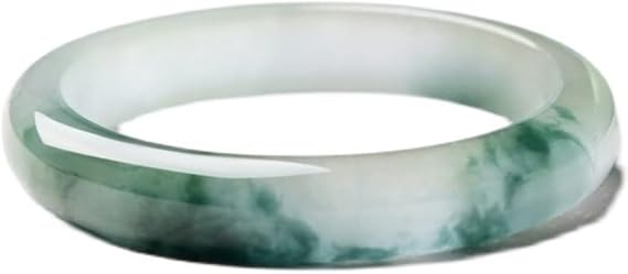 Jade Bangle, Natural Jade Color A Grade Jade Bangles, Ladies Floating Flower Jade Bangle Bracelet, for Mother, for Girlfriend, with Jewelry Box,Clear-60Mm