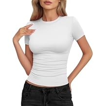 YOGINGO Womens Basic Short Sleeve Crew Neck T Shirt Slim Fit Tees Summer 2026 Y2k Going Out Fitted Top Cute Tight Shirts