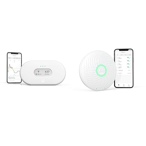 Airthings View Plus & Wave Plus - Multi Room Air Quality Monitor with Radon, PM 2.5, CO2, VOC, Humidity & Temperature Detector, Mobile APP, Wi-Fi, Alerts & Notifications