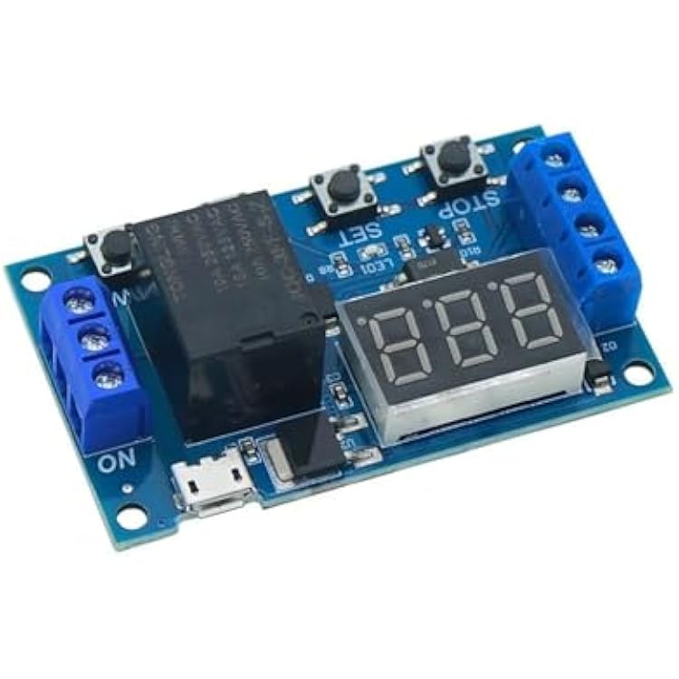 DC 6-30V Support USB 5V LED Display Automation Cycle Delay Timer Control Off Switch Delay Time Relay 6V 9V 12V 24V10 Pcs,Black Relay