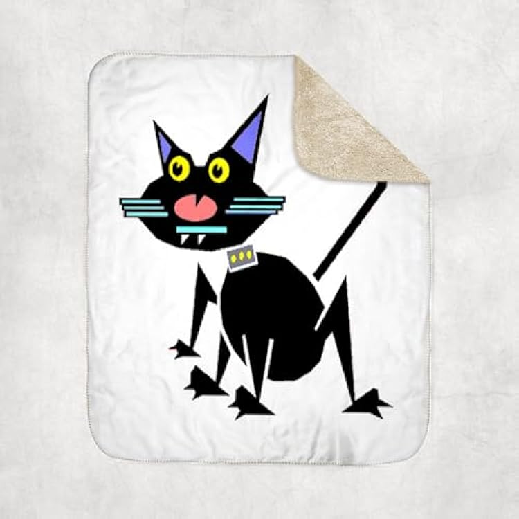 3dRose Image of an Art Deco Cat.jpg Sherpa Lined Blanket