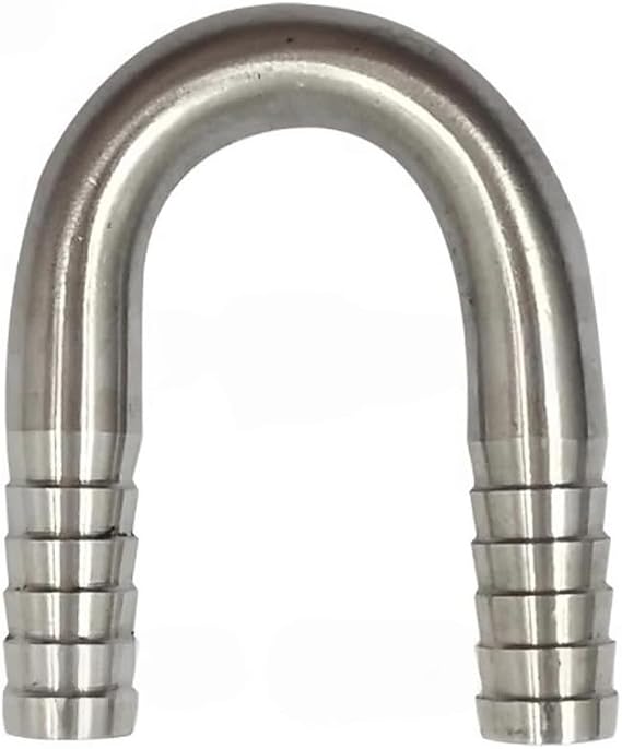 1pc 304 Stainless U-Tube Barb, Bend Hosetail Pipe, U-Shaped Barbed Stainless Pipe Fitting for Connect Water Oil(6mm)