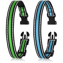 Collar Replacement Strap Compatible with Dog Training Collar Receiver/Dog Shock Collar Receiver/Dog Bark Collar, Reflective Dog Collars Strong, 2 Piece Set, Green & Blue