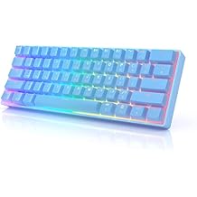 HK GAMING GK61 Mechanical Gaming Keyboard - 61 Keys Multi Color RGB Illuminated LED Backlit Wired Programmable for PC/Mac Gamer Gateron Optical Red, Blue