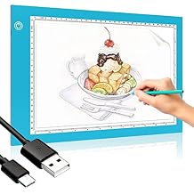 Light Box Drawing Pad, Tracing Board with Type-C Charge Cable and Brightness Adjustable for Artists, AnimationDrawing, Sketching, Animation, X-ray Viewing (A4-P-Blue-New)