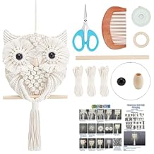 FREEBLOSS Macrame Owl Kit for Beginners Macrame Wall Hanging Kit DIY Macrame Kit with Video Tutorial Macrame Hanging Decor for Adults Gift, Naturally white