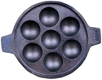 Rock Tawa Cast Iron 7 Cavity Tawa, 50 mm, Black