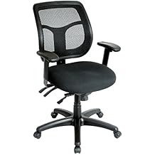 Ergohuman Eurotech Apollo, Mid-Back Multi Function Mesh Back/Contoured Fabric Waterfall Seat, Swivel Office Task Chair, Adjustable Height, Arms and Tilt Control Black