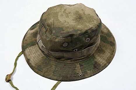 DLP Tactical Boonie Hat 65/35 Ripstop Poly Cotton Bush Hat with PALS Webbing and Ventilation Grommets Adjustable Fit with Drawstring Cord Lock One Size Fits Most (A-TACS-FG)