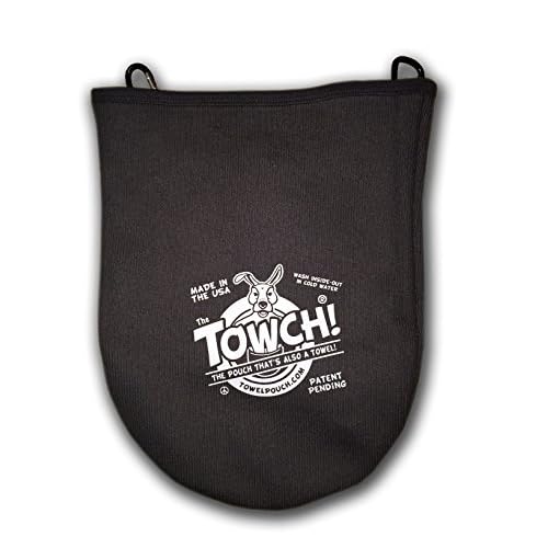 Towch Disc Golf Towel Pouch - 3 to 5 Disc Bag - Choice of 11 Colors - Basic Black