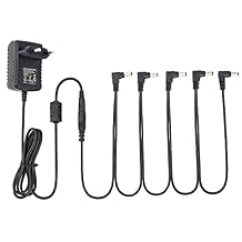 Musiclily Pro EU Standard Guitar Pedal Power Supply Adapter 9V DC with 5 Way Daisy Chain Cable & Reverse Polarity Cord for Effects Pedals