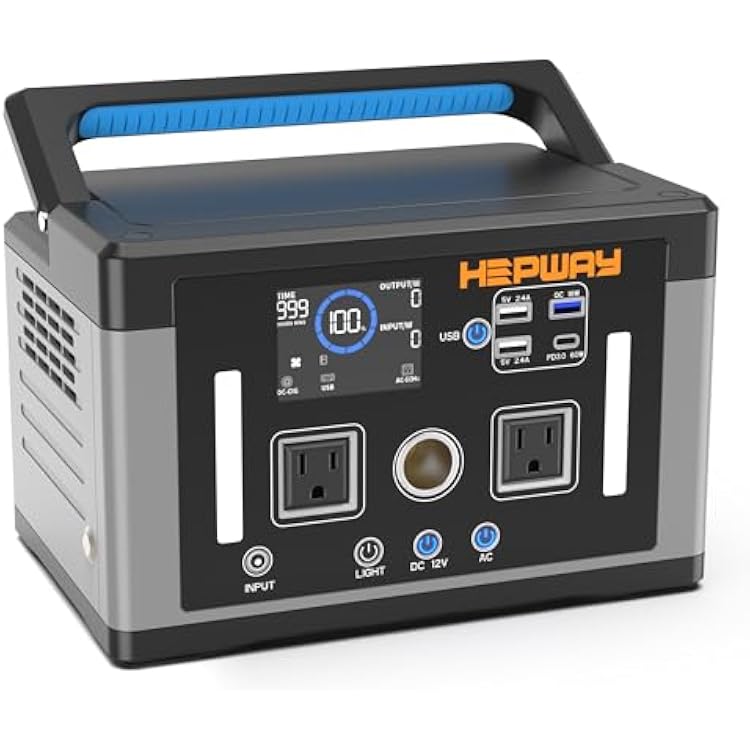 Portable Power Station 700W, 577Wh Battery Solar Generator, Power Bank 110V Surge 1000W Pure Sine Wave 2 AC Outlets with PD 60W USB-C Fast Charging for CPAP Camping, Hurricane Emergency, RVs