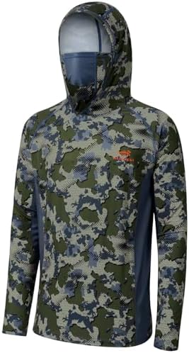 BASSDASH Mens UPF 50 Camo Long Sleeve Hunting Fishing Hoodie Shirt