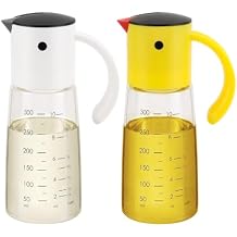 Vucchini Oil Dispenser Olive Oil Dispenser Bottle Set 10 oz for Kitchen Cooking - Auto Flip Condiment Container With Leakproof Vinegar Glass Cruet Non-Drip Spout