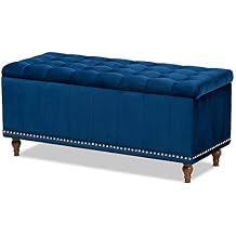 Baxton Studio Ottomans, Navy Blue/Brown