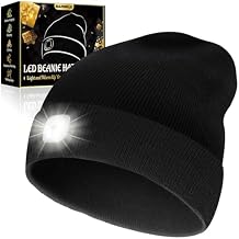 MANWALD LED Beanie Hat with Light, USB Rechargeable LED Headlamp, Fathers Day Dad Gifts for Men, Mens Gifts, Birthday Gifts for Him Dad Husband, Boyfriends, Black