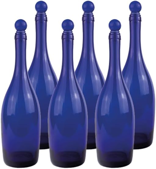 Blue Glass Bottle for Water 750 ml with Pressure Cap Pack of 6