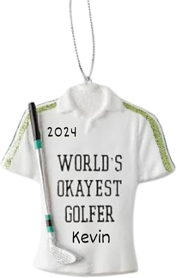 Personalized Golf Shirt Ornament: 'World's Okayest Golfer for Golfers. Includes a Gift Box. Unique, Funny, Customizable Keepsake for Golf Enthusiasts!