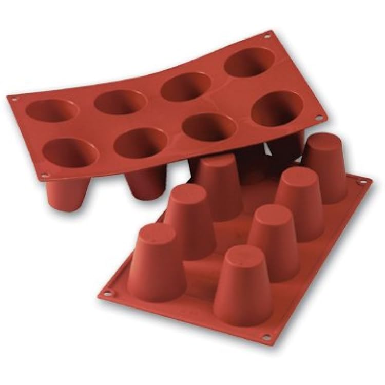 Silikomart Professional Silicone Bakeware: Baba 3.1 Oz, 2.17 Diam. x 2.36 Deep, 8 Cavities