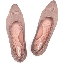 Frank Mully Women's Flats Pointed Toe Knit Flats Lightweight Slip On Breathable Comfort Walking Shoes with Arch Support Soft Flexible Sole for Work Travel
