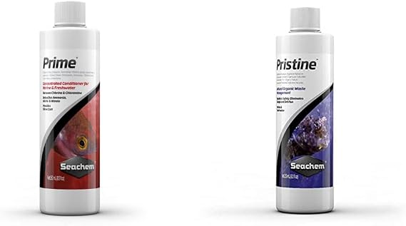 Seachem Pristine Aquarium Treatment, 500ml (001438) & Prime Fresh and Saltwater Conditioner - Chemical Remover and Detoxifier 500 ml