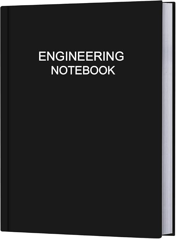 Engineering Notebook/Lab Notebook - 120 Pages Engineer Graph Paper Notebook with .25" Engineering Grid Format, 8" x 10", Section Sewn Hardcover Grid Notebook for School Supplies, Black