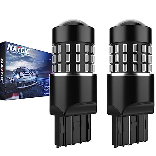 Red 7443 7444NA 7440 7440NA LED Bulbs Extremely Bright 3014SMD 54-EX Chipsets with Lens Projector for Backup Reverse Lights, Tail Lights, Brake Lights, Stop Parking Lights, 12-24V Pack of 2