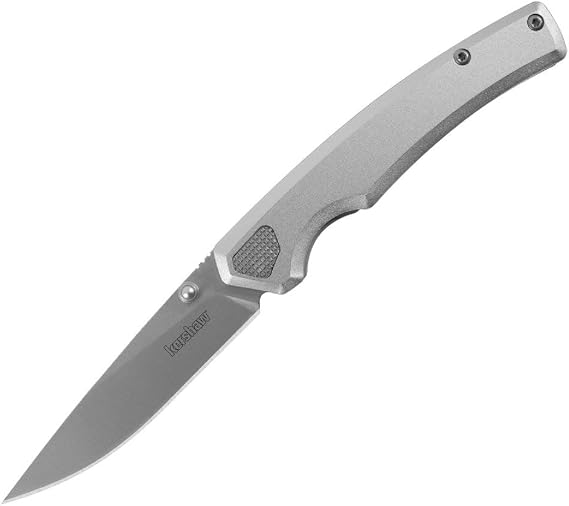 Kershaw Epistle Folding Knife; 3-Inch 8Cr13MoV Stainless Steel Drop Point Blade; Every Day Carry with Bead Blasted Finish, Manual Opening with Thumb Stud, Liner Lock (2131)