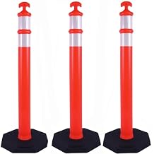 BESEA 6 Pack 36" Traffic Delineator Cones with Water-Fillable Base, Orange Reflective Safety Delineator Posts for Construction, Parking Lots, Road Traffic Control & Crowd Management