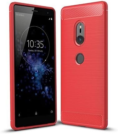 Case Compatible with Sony Xperia XZ2 Case, Carbon Fiber Shock Absorption Slim Case Compatible with Sony Xperia XZ2 (2018) (Red)