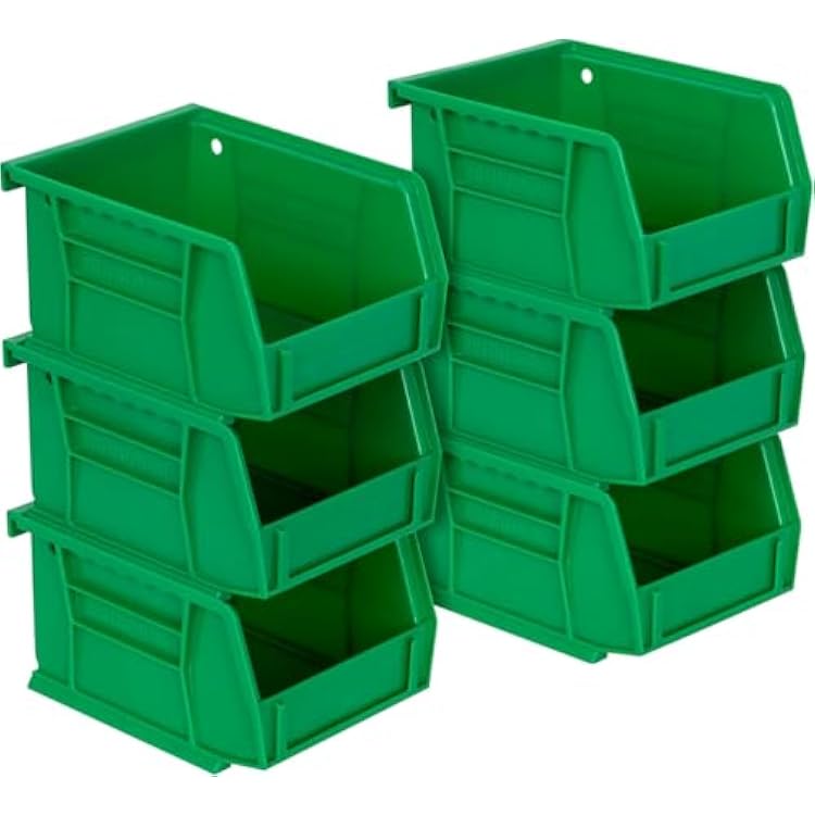 Akro-Mils 30210 AkroBins Plastic Storage Bins, Space-Saving Stackable Bins for Garage, Pantry, Craft Organization, 5 x 4 x 3, Grey, 6-Pack