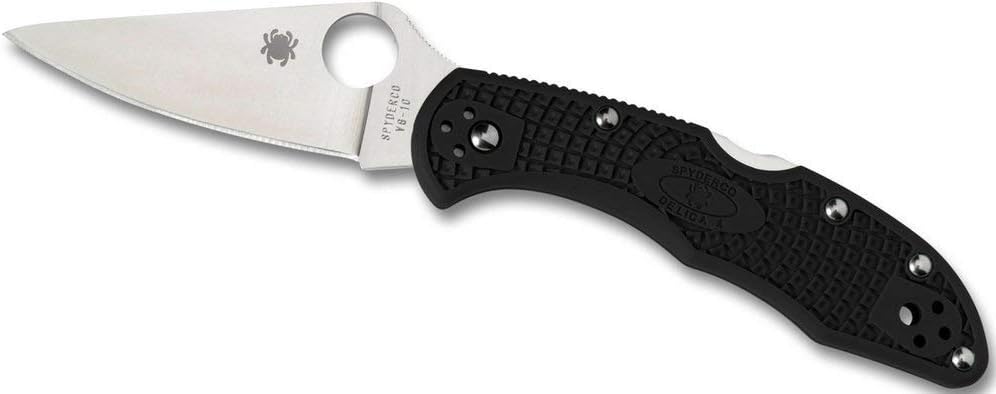 Spyderco Delica 4 Lightweight 7.15 Signature Folding Knife with 2.90 Flat-Ground Steel Blade and High-Strength FRN Handle - PlainEdge Grind