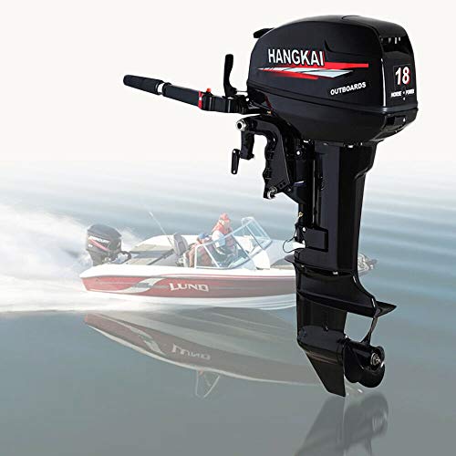 18HP Outboard Motor Boat Engine, 246CC 2 Stroke Heavy Duty Outboard Motor Fishing Boat Engine with Water Cooling System