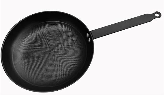 Baumalu, Maestro 28 cm Frying pan Made of Light Black cast Steel, with Metal Leaf Handle, Suitable for All Heat Sources Including Induction, Scratch Resistance, Ideal for Searing, Frying and sautéing