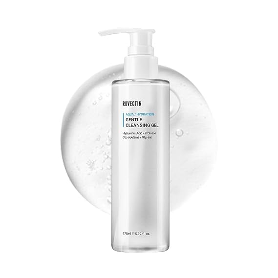 ROVECTIN Aqua Cleansing Gel (Conditioning Cleanser) Hydrating pH Balanced Facial Wash for Sensitive, Dry Skin | No Stripping, Fragrance-Free | Vegan, Korean Skincare (5.9 fl. oz)