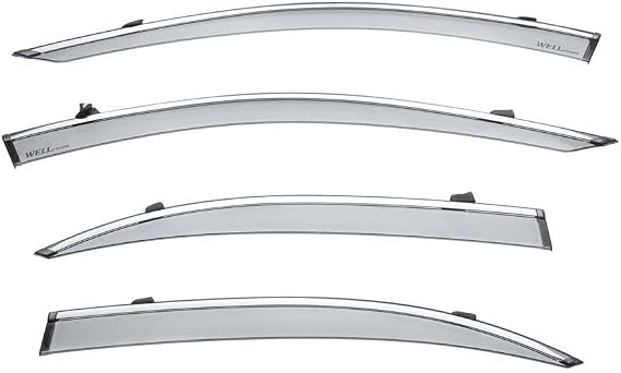 WellVisors Window Visors Wind Deflectors Compatible with Mercedes-Benz 2017-2024 W213 E-Class Sedan with Chrome Trim Rain Guards 3-847MB025