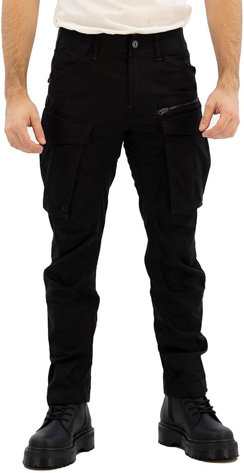 G-STAR RAW Men's Robic Zip 3D Straight Tapered Fit Cargo Pant, Dark Black, 29W x 34L