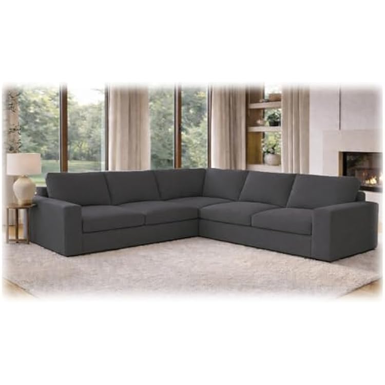 The Heavy and Durable Cotton Kivik Sectional Sofa Cover Replacement is Compatible with IKEA Kivik Corner 2  3, 5 Seat Sofa Slipcover. Darker Gray 32