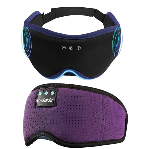 LC-dolida Bluetooth Sleep MaskSleep Mask with Headphones Bluetooth 5.4, 3D Sleeping Headphones for Side Sleepers Blackout Bluetooth Eye Mask for Sleeping Travel Meditation Men Wo