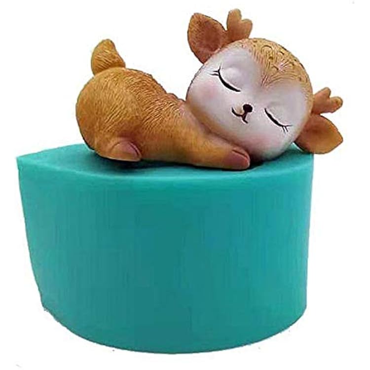 New 3D Sleeping Deer Silicone Mold Fondant Mold Diy Chocolate Soap Mould Gypsum Resin Cake Molds Cake Decoration Tools Style 2