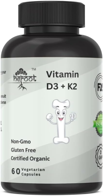 Vitamin K2 (MK7) with D3 Extra Strength Supplement Non-GMO Formula 5000IU (125 mcg) Vitamin D3 & 90 mcg Vitamin K2 MK-7 Easy to Swallow Vitamin D & K Complex (120 Capsules)