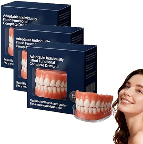 2026 Functional Dentures Full Silicone Dentures Soft Denture Reline Kit Natural Looking Soft and Comfortable Full Dentures Made of Silicone (3 Sets)