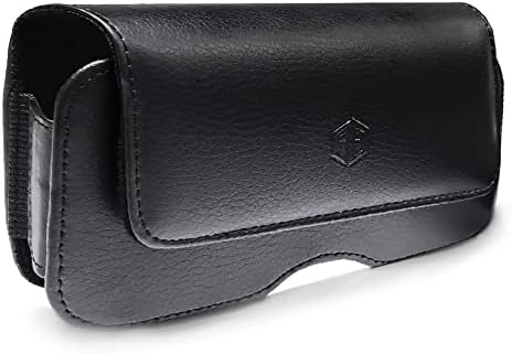 Premium Military Grade FLIP Phone Case, Outdoor Tactical Pouch Holster Flip Phone Belt Case Fits Kyocera Cadence, Dura XTP, Dura XV E4520 Dura XE, Doro 7050 & Most FLIP Phones Black Horizontal