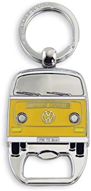 BRISA VW Collection - Volkswagen Keychain Ring Keychain Accessory Keyholder with Bottle Opener in Beetle, T1, T2 Bus Design (T2 Bus/Orange)